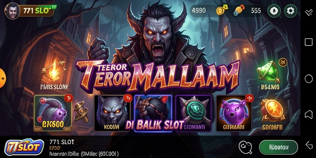 Tampilan gameplay 171SLOT dengan nuansa horor yang mencekam.