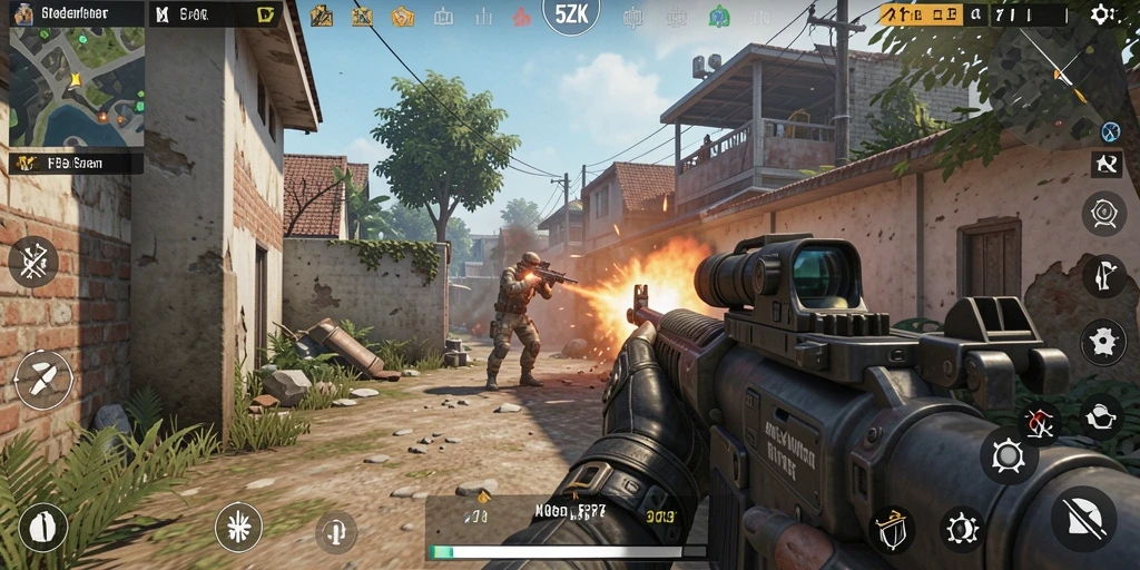 Tampilan gameplay intens dari 5ZK saat aksi penembakan berlangsung.