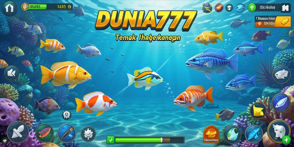 Tampilan gameplay DUNIA777 dengan grafik underwater yang menawan.