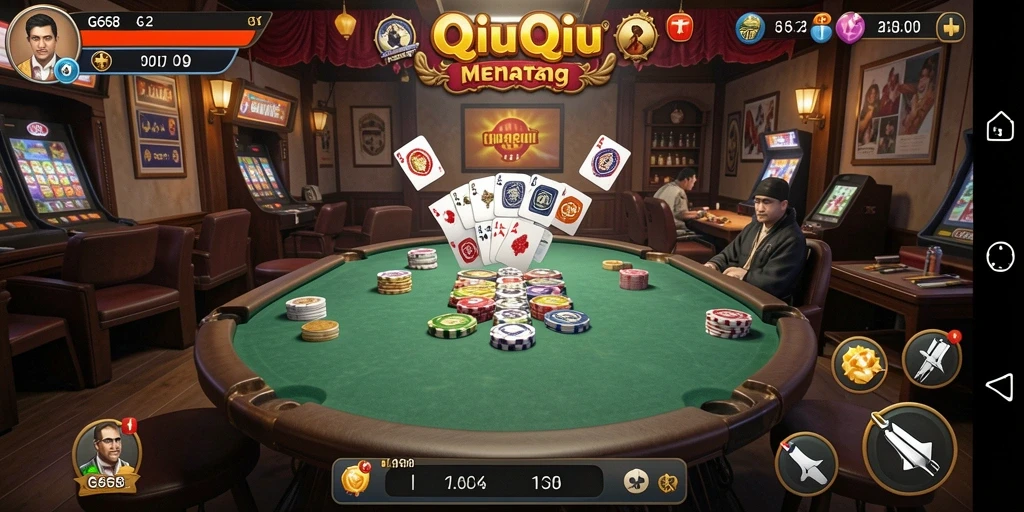 Screenshot utama G668 menunjukkan momen seru saat bermain QiuQiu.
