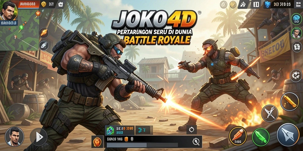 Screenshot JOKO4D menampilkan aksi epik dalam pertarungan Battle Royale.