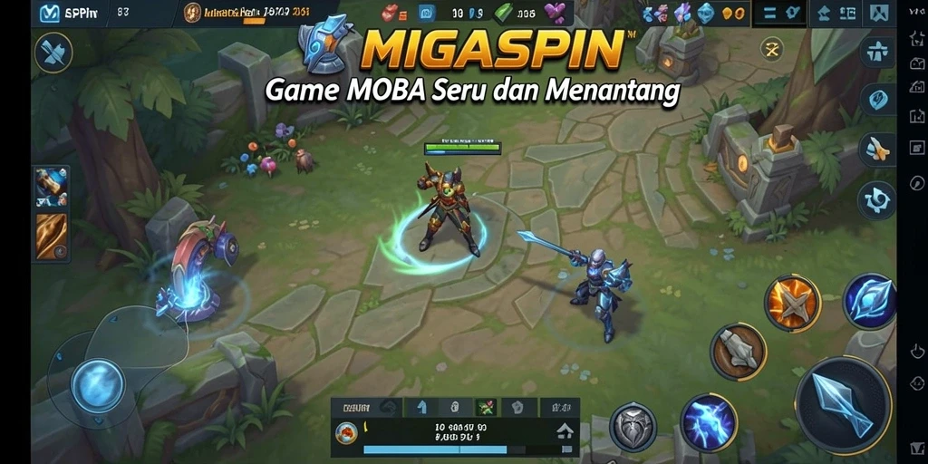 Tampilan seru gameplay MIGASPIN dalam aksi MOBA.