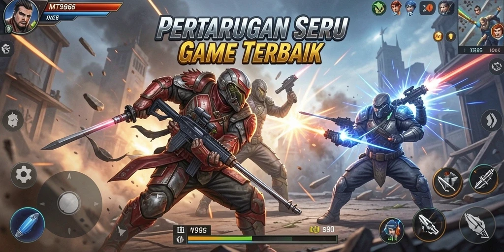 Screenshot gameplay MT966 yang menampilkan aksi mendebarkan dan pertarungan intens.