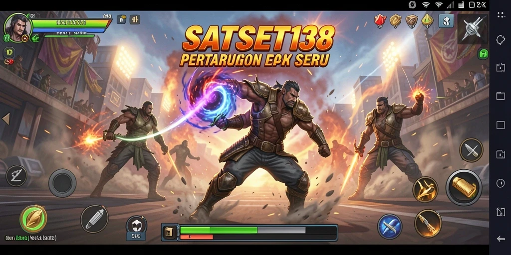 Screenshot utama SATSET138 menampilkan aksi pertarungan yang mendebarkan.